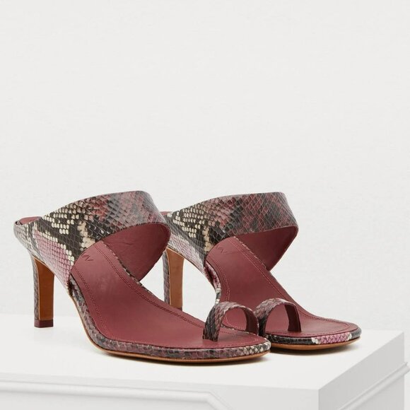 Zimmermann Snake-effect Toe Strap Leather Heeled Sandals - Picture 1 of 13
